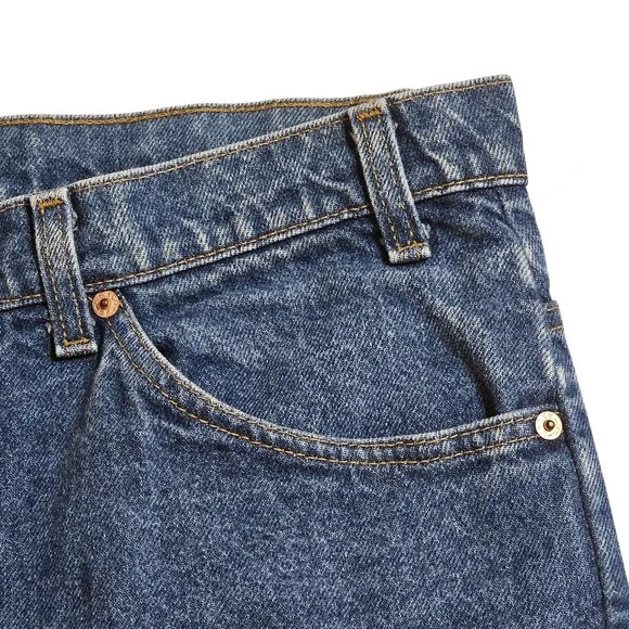 VTG Levi's 517 Bootcut Jeans Orange Tab Dark Wash Denim W42 L34 Made in USA - Picture 7 of 16